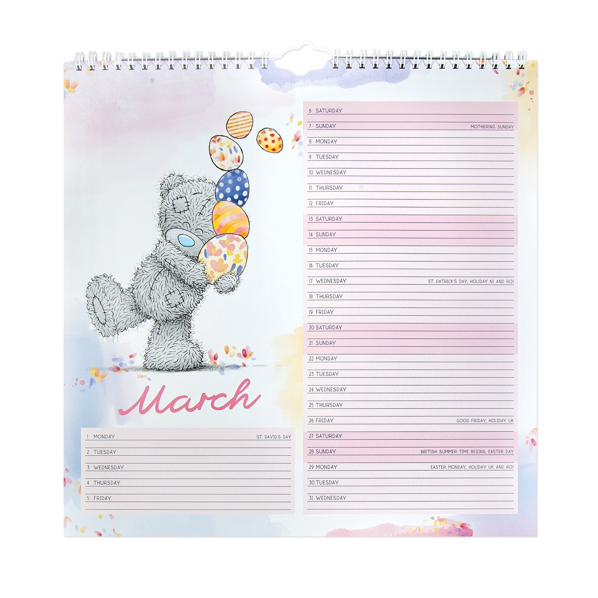 Me to You Tatty Teddy 2027  Square Wire Calendar, Tatty Teddy With original hand drawn illustrations 30.5 x 30.5 cm
