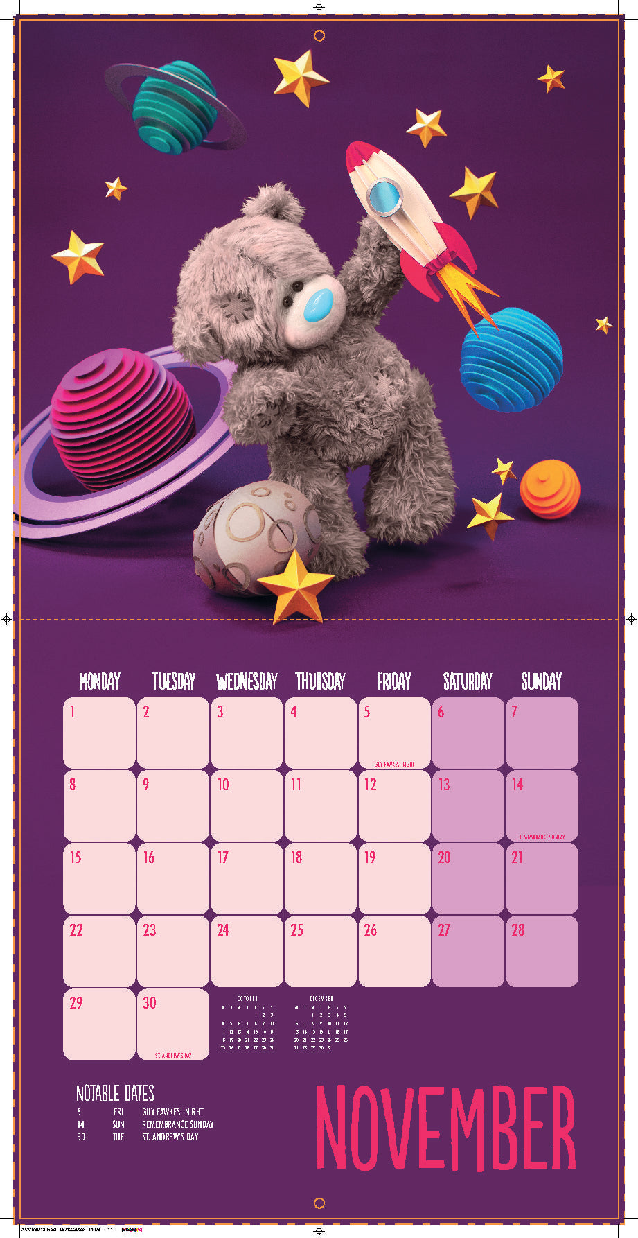 Me to You Photo Finish Tatty Teddy 2027 Square Calendar 30.5 x 30 cm