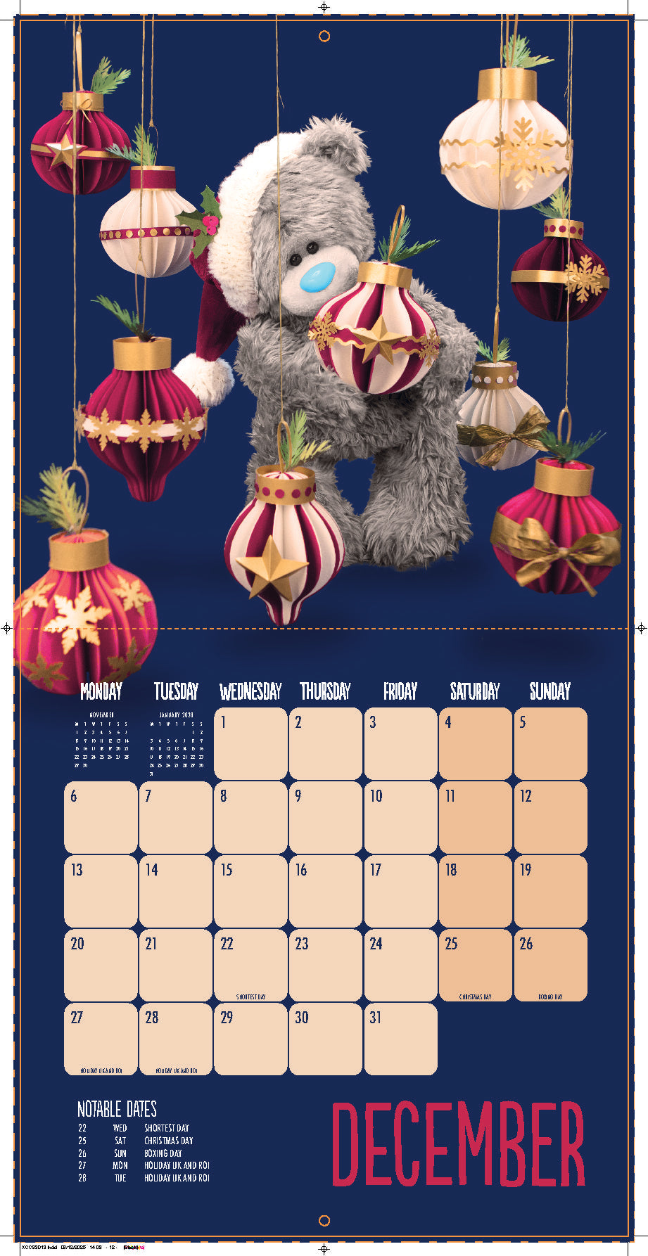 Me to You Photo Finish Tatty Teddy 2027 Square Calendar 30.5 x 30 cm
