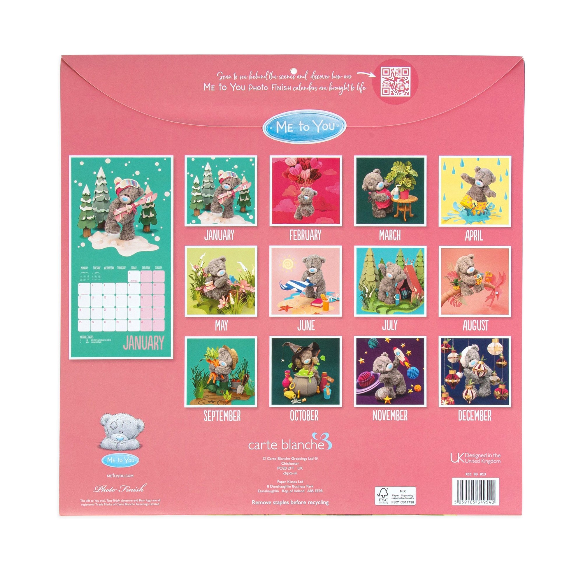 Me to You Photo Finish Tatty Teddy 2027 Square Calendar 30.5 x 30 cm