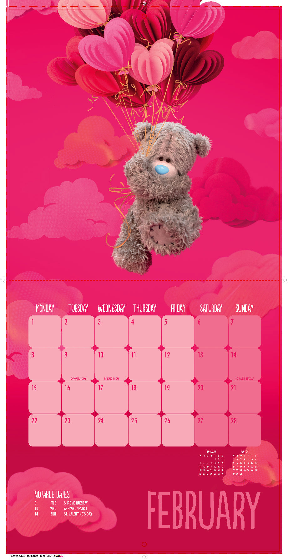 Me to You Photo Finish Tatty Teddy 2027 Square Calendar 30.5 x 30 cm