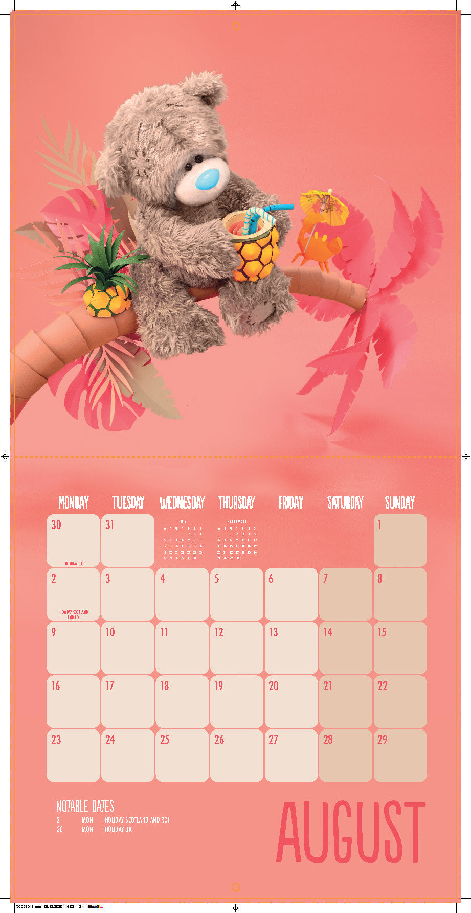 Me to You Photo Finish Tatty Teddy 2027 Square Calendar 30.5 x 30 cm