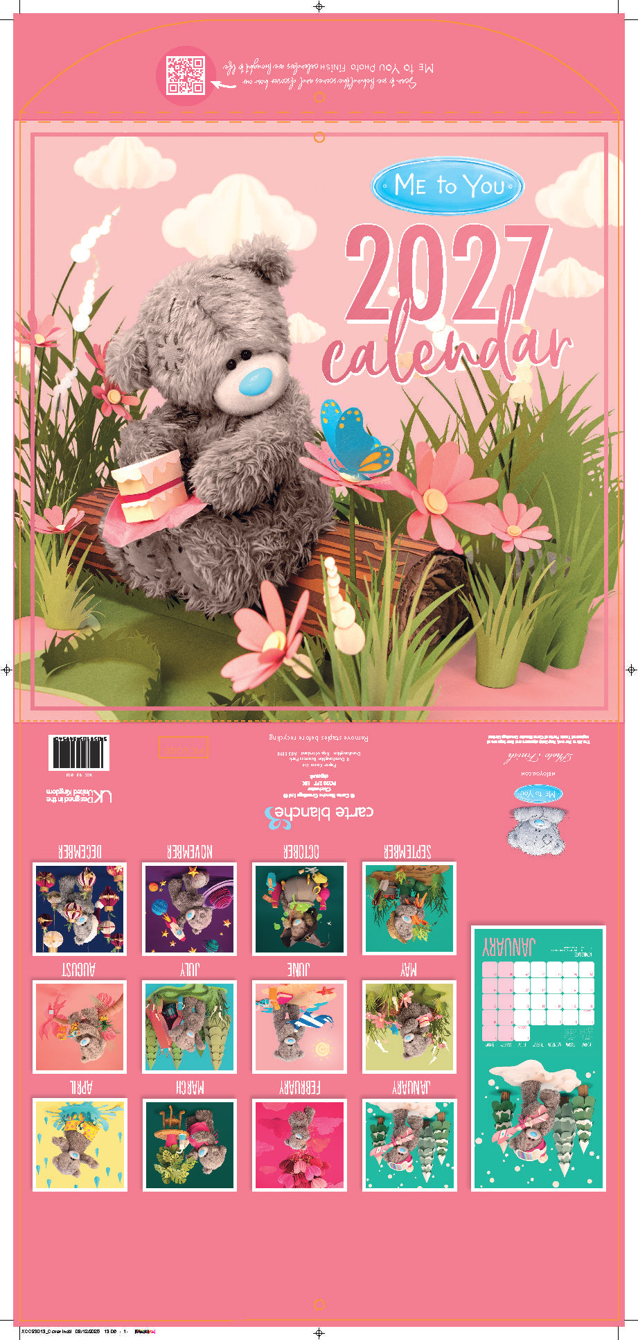 Me to You Photo Finish Tatty Teddy 2027 Square Calendar 30.5 x 30 cm