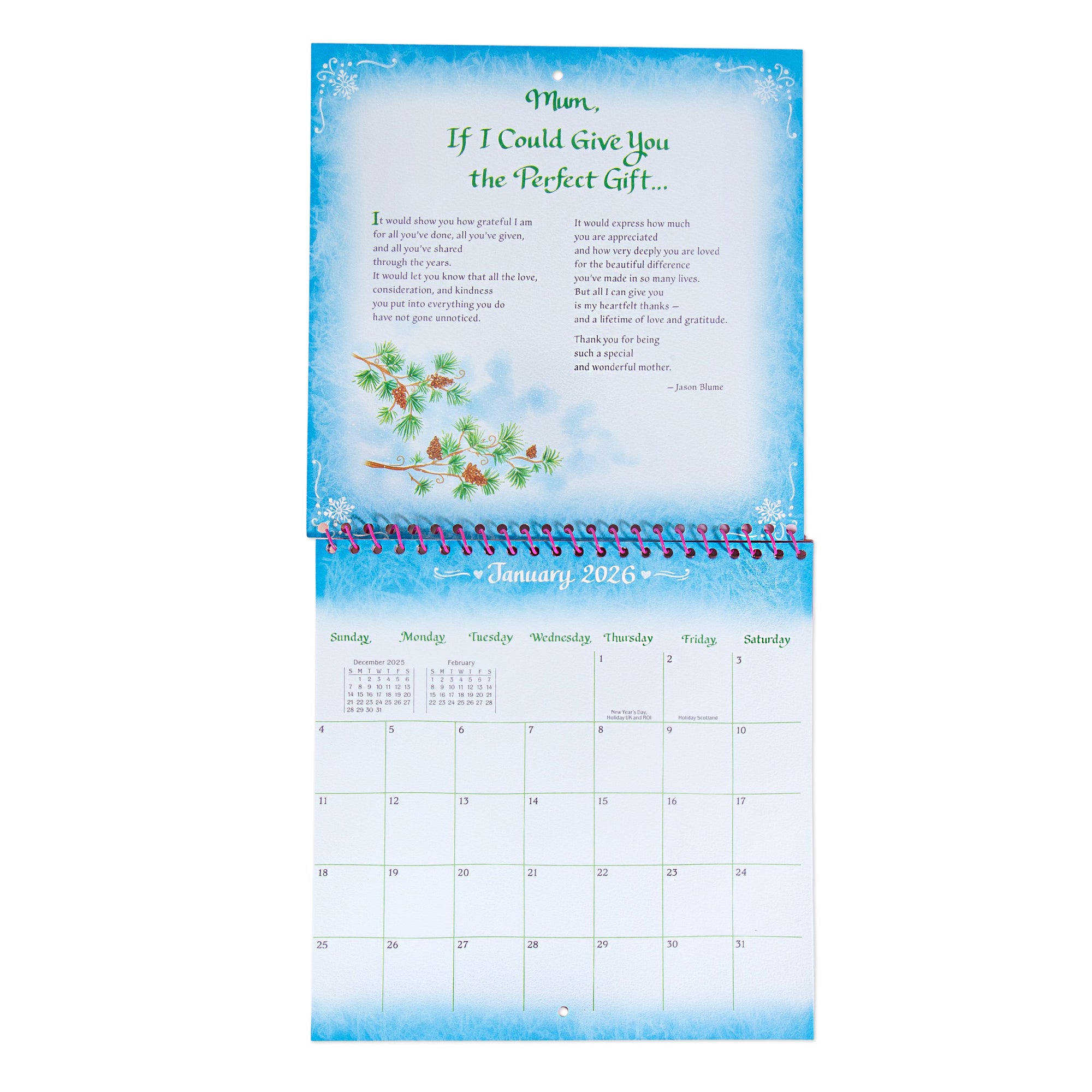 I Love You, Mum - A Blue Mountain Arts Collection Hanging Wall Calendar 2026