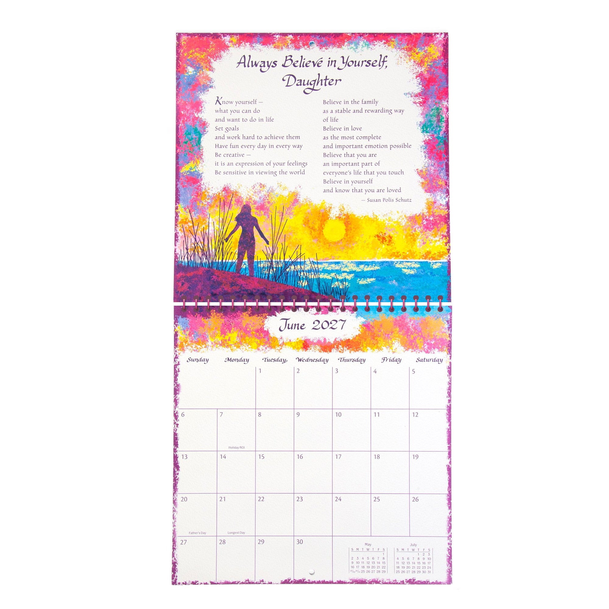 Blue Mountain Arts 'For My Beautiful Daughter' - Wall Calendar By Susan Polis Schutz 2027 19.6 x 19.6 cm