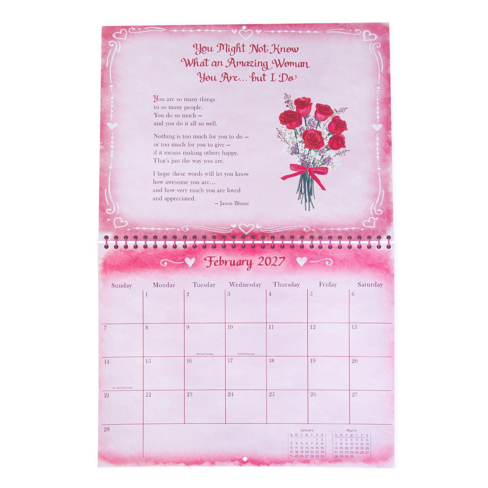 Blue Mountain Arts Collection 'I Love You Mum' - Hanging Wall Calendar 2027 30.5 x 23.1 cm