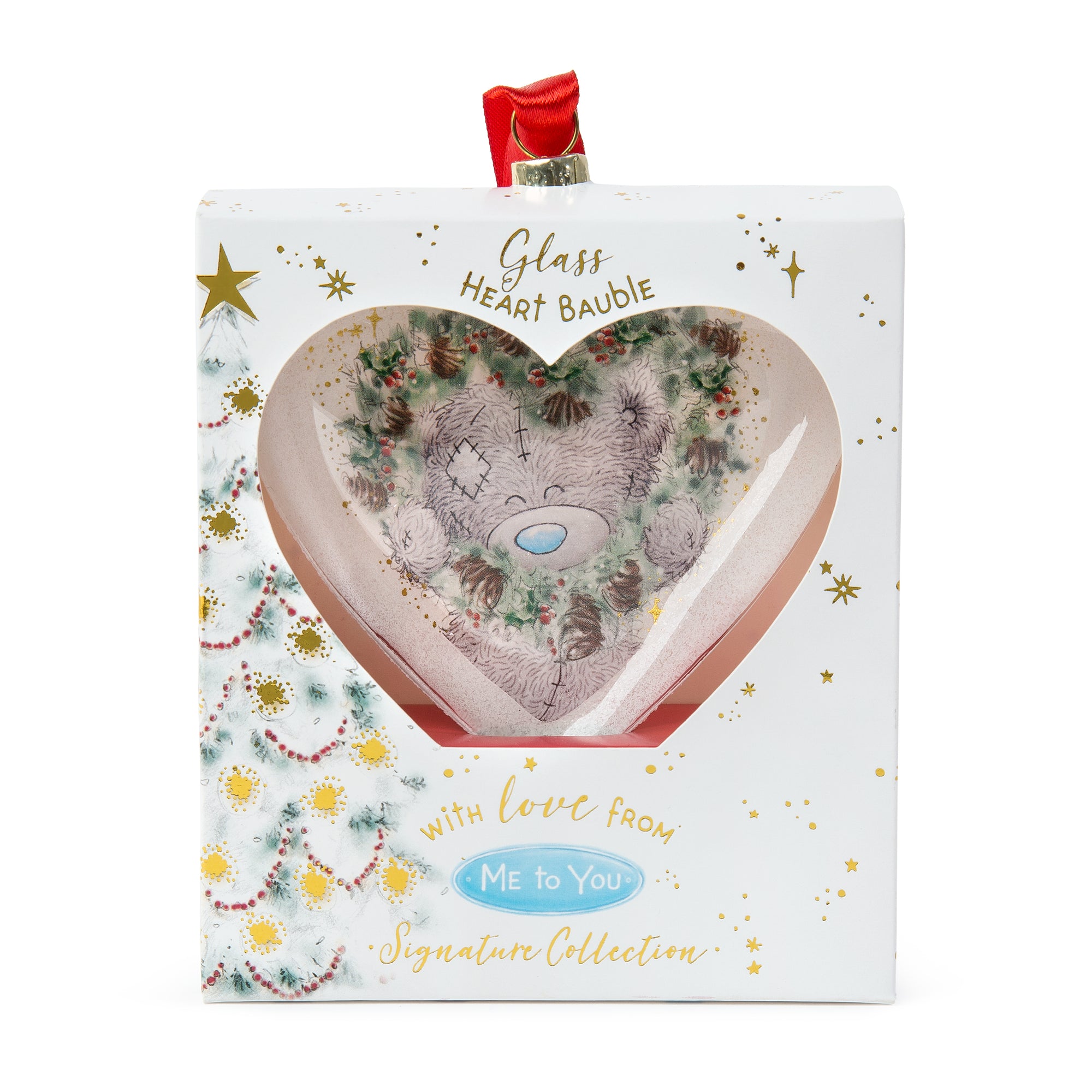 Me To You Bear Tatty Teddy Heart Glass Christmas Tree Bauble
