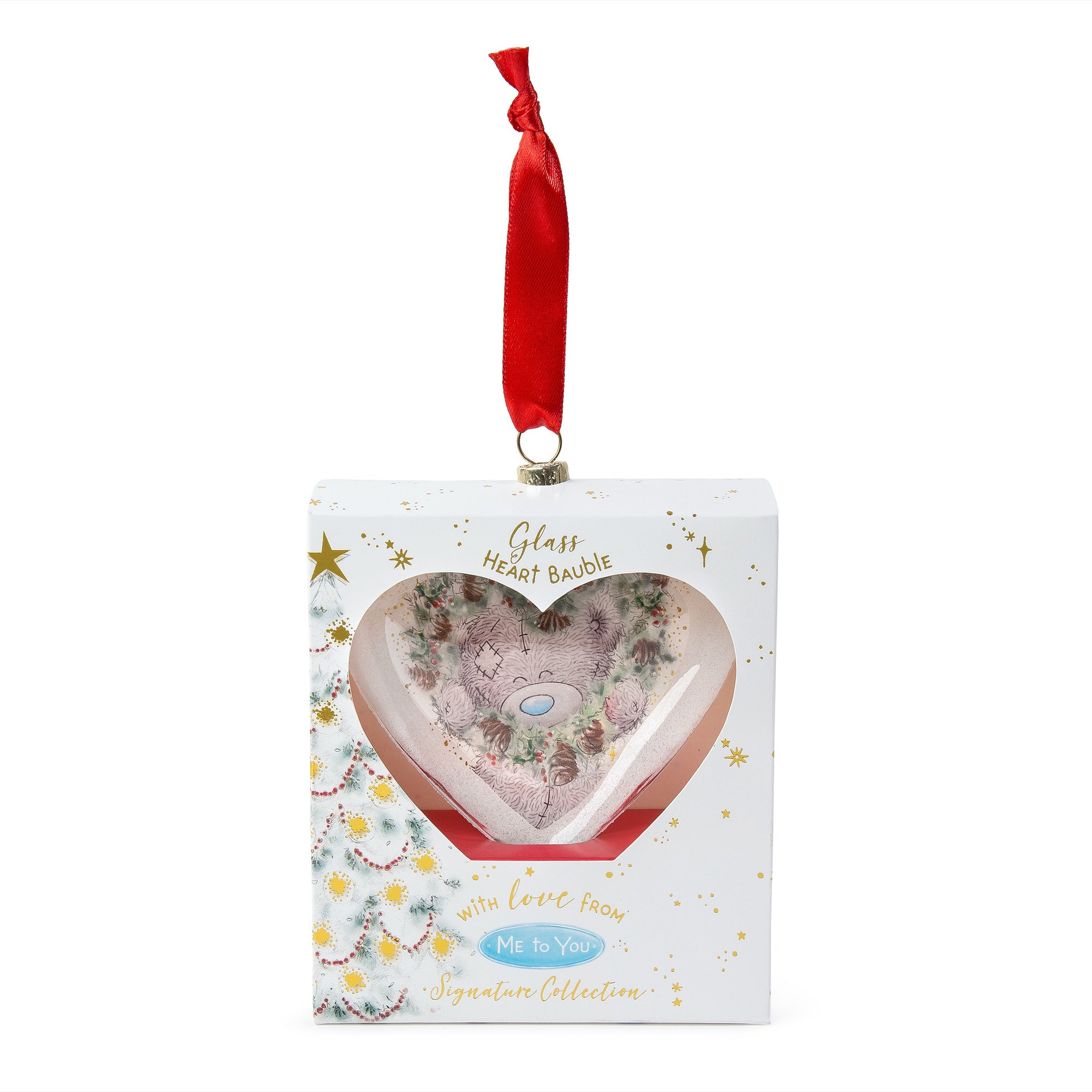 Me to You Bear Tatty Teddy Heart Glass Christmas Tree Bauble