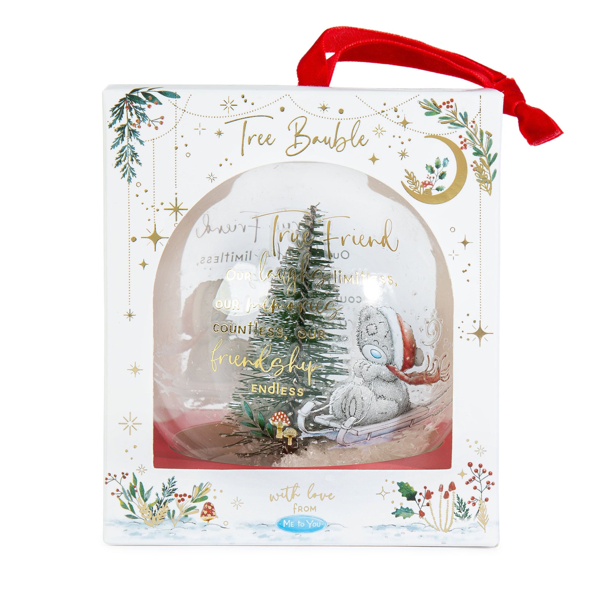 Me to You Tatty Teddy 'True Friend' Christmas Tree Glass Bauble Xmas Decoration