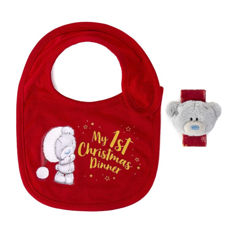 Tiny Tatty Teddy Christmas Bib and Wirst Rattle Set