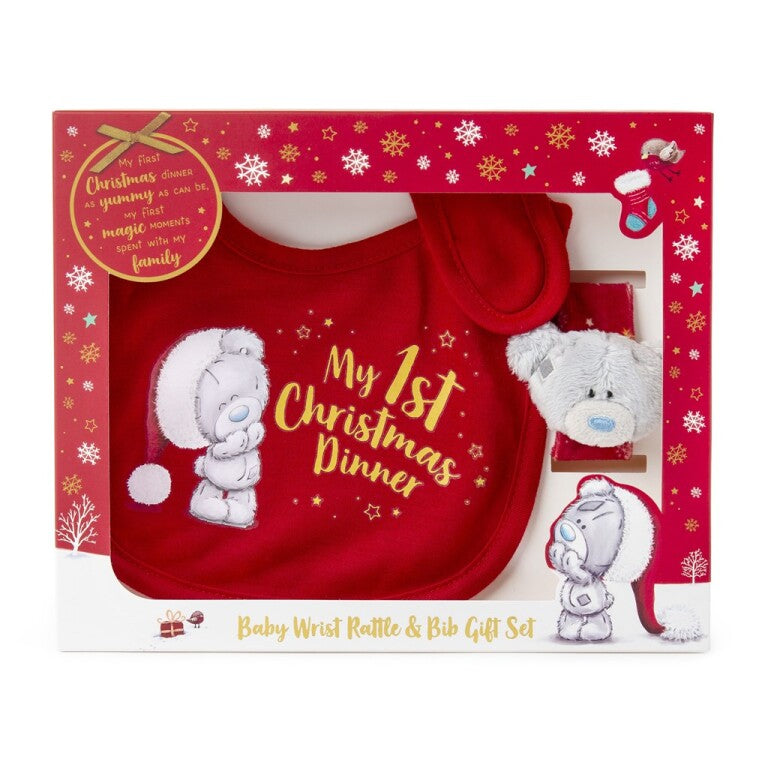 Tiny Tatty Teddy Christmas Bib and Wirst Rattle Set