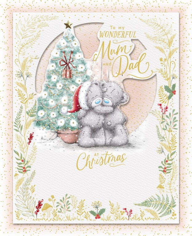 Me To You Tatty Teddy Handmade Christmas Card To My Wonderful Mum And Dad 8x10ins