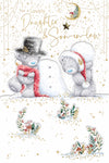 Me To You Tatty Teddy Daughter and Son-in-Law Luxury Handmade Christmas Card, Tatty Teddy Bears Building Snowman 6x9ins - Official Collection