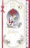 Me To You Tatty Teddy Luxury Handmade Christmas Card For Beautiful Wife, Tatty Teddy Bear With Gifts 7x11ins - Official Collection