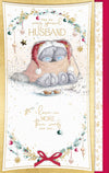 Me To You Handmade Christmas Card For My Very Special  Husband, Tatty Teddy Bears Sit Snuggled Together In A Blanket In The Snow 7 X 11 Inches - Official Collection