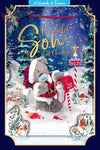 Me to You Tatty Teddy 3D Christmas Keepsake Card For A Wonderful Son, Tatty Teddy With Christmas Mail 6x9ins - Official Collection