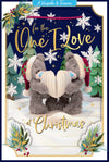 Me To You Tatty Teddy 3D Christmas Keepsake Card To The One I Love, Tatty Teddy Bears Holding A Paper Heart 6 X 9 Inches - Official Collection