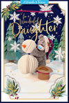 Me To You Tatty Teddy 3D Christmas Keepsake Card To Your Wonderful Daughter, Tatty Teddy Building A Snowman 6 X 9 Inches - Official Collection