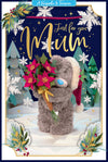 Me to You 3D Keepsake Christmas Card For Mum, Tatty Teddy Carrying A Poinsettia Bouquet In A Snowy Woodland, 6 x 9 Inches - Official Collection