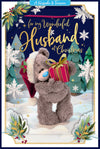 Me To You Tatty Teddy 3D Christmas Keepsake Card For A Wonderful Husband, Tatty Teddy Bear Holding Gift 6 X 9 Inches - Official Collection