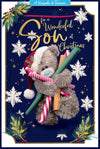 Me To You Tatty Teddy 3D Christmas Keepsake Card For A Wonderful Son Tatty Teddy Bear With Wrapping Paper 6 X 9 Inches - Official Collection