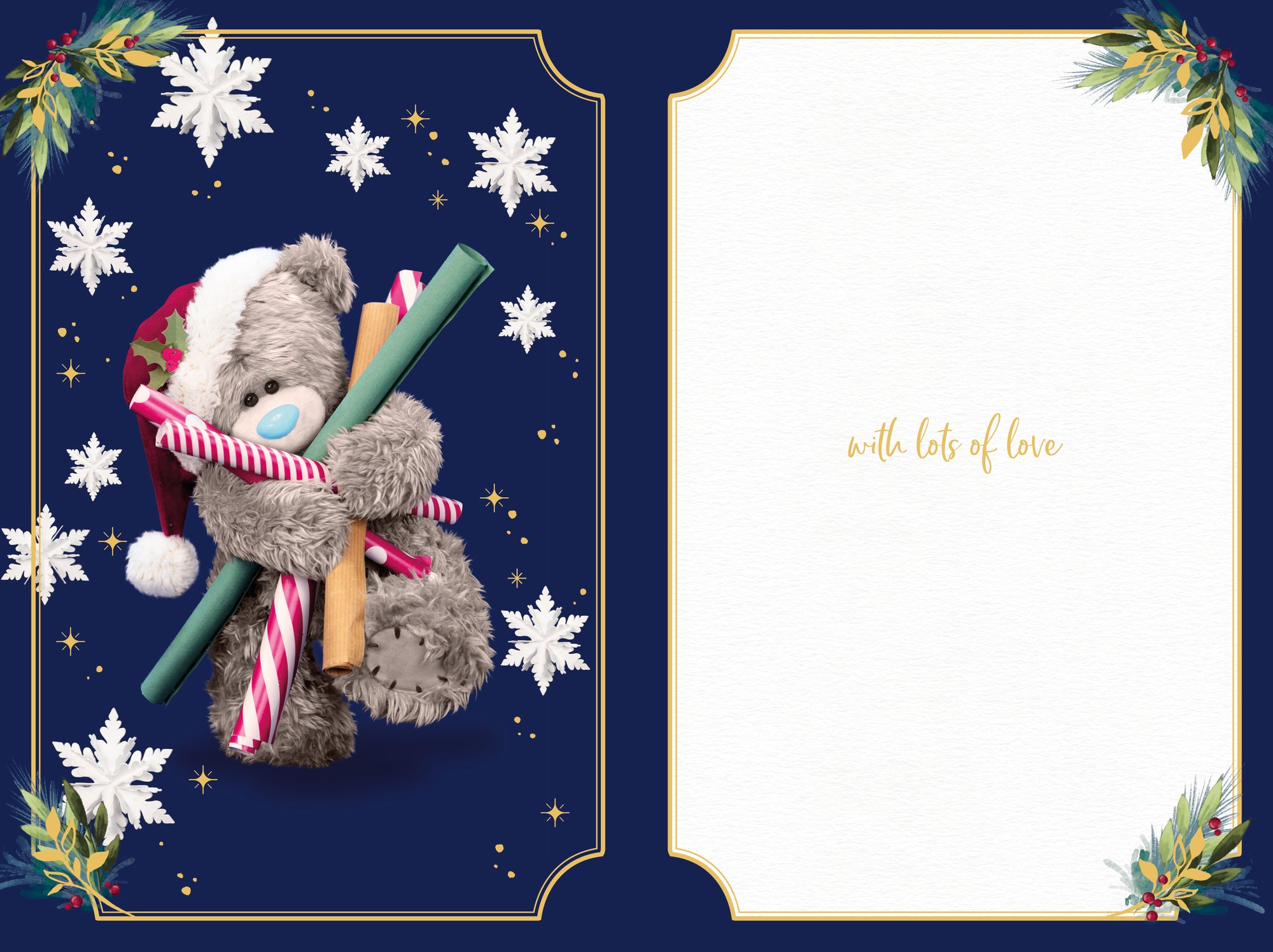 Me To You Tatty Teddy 3D Christmas Keepsake Card For A Wonderful Son Tatty Teddy Bear With Wrapping Paper 6 X 9 Inches - Official Collection