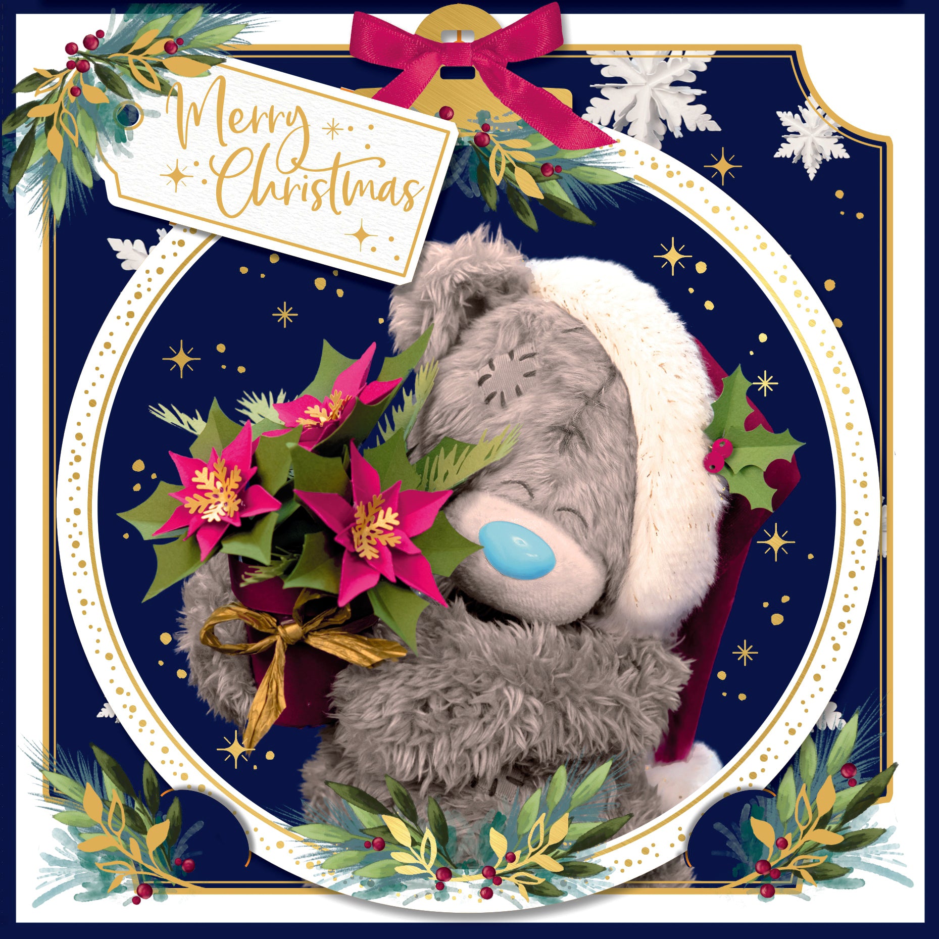 Me to You Tatty Teddy Luxury 3D Christmas card with removable lenticular technology keepsake decoration, 6 X 6 inches - official collection