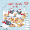 Christmas Card 10-Pack For Friends And Family, 2 Designs  'Merry Christmas To Ewe' and 'Fleece Navidad',  Fun Illustrations Of Fluffy Sheep In Santa Hats - Wishing Well Studios Christmas Card 6 X 6 Inches