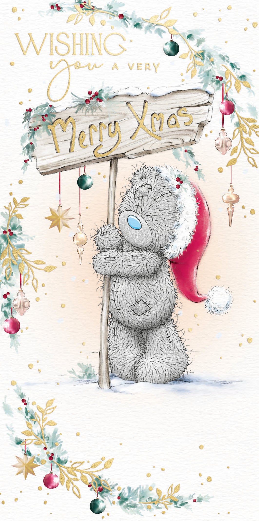 Me to You Tatty Teddy Christmas Money Wallet Card, Tatty Teddy Holding A Gift, For Cash Vouchers Or Gift Cards, 3 x 7 Inches - Official Collection