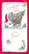 Me To You Tatty Teddy Luxury Christmas Card With Gold Foil Detail, Tatty Teddy Holding Tree 5x9ins - Official Collection