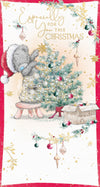 Me to You Tatty Teddy Christmas Card Especially For You, Tatty Teddy Decorating A Christmas Tree, 5 x 9 Inches - Official Collection