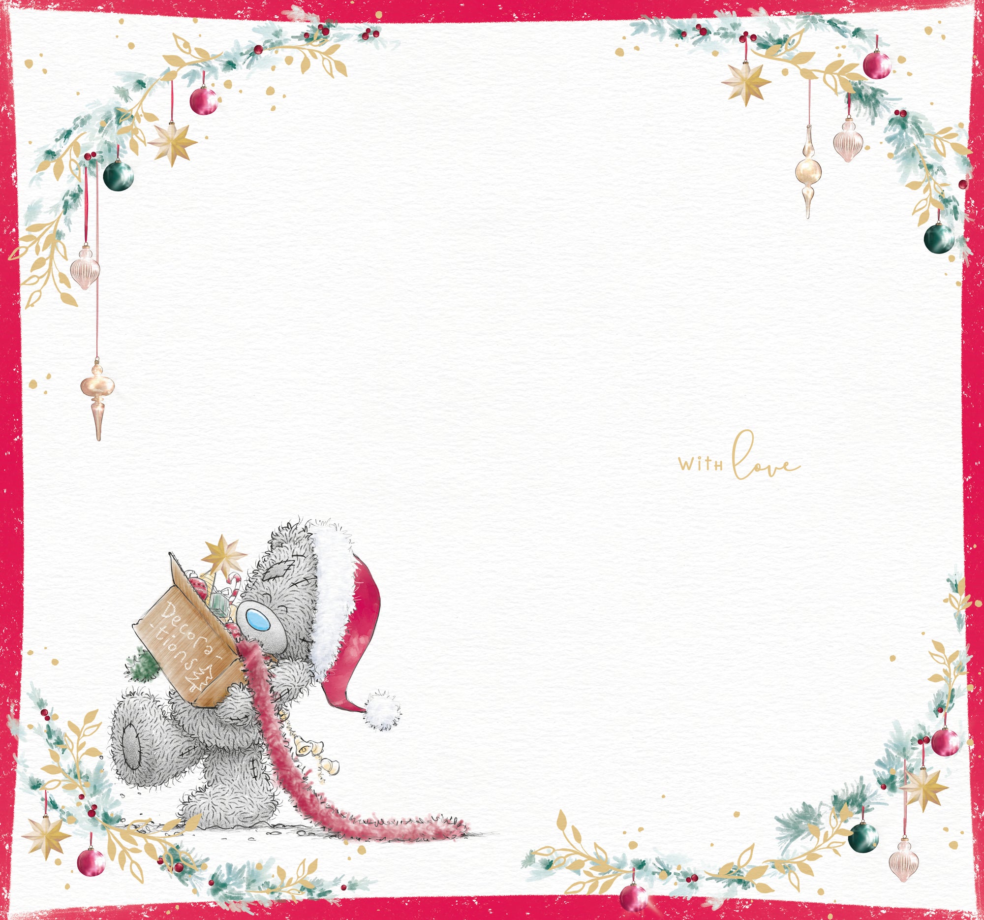 Me to You Tatty Teddy Christmas Card Especially For You, Tatty Teddy Decorating A Christmas Tree, 5 x 9 Inches - Official Collection