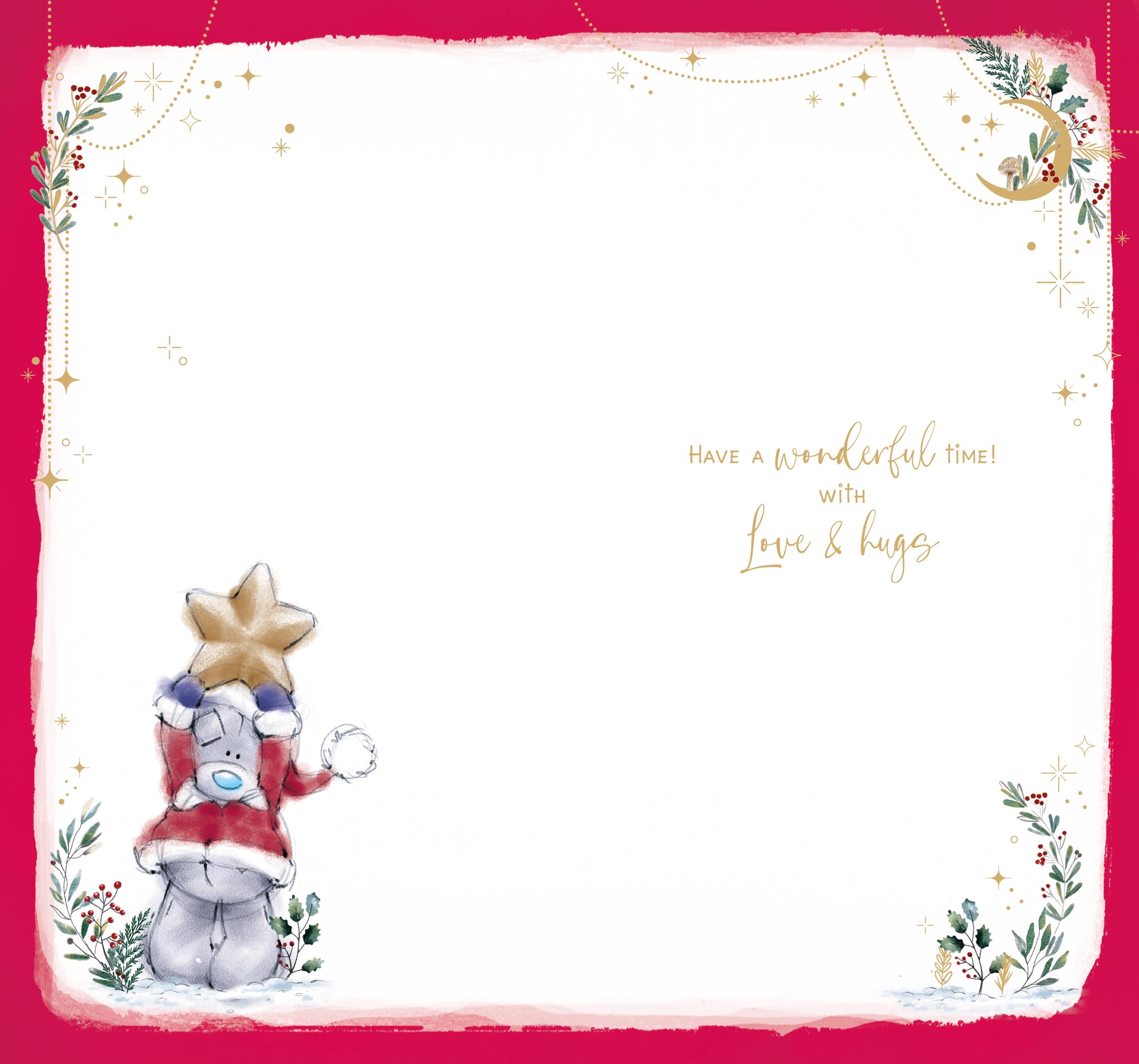 Me To You Tatty Teddy Christmas Card For Amazing Friend, Tatty Teddy With Bells 5x9ins - Official Sketchbook Collection