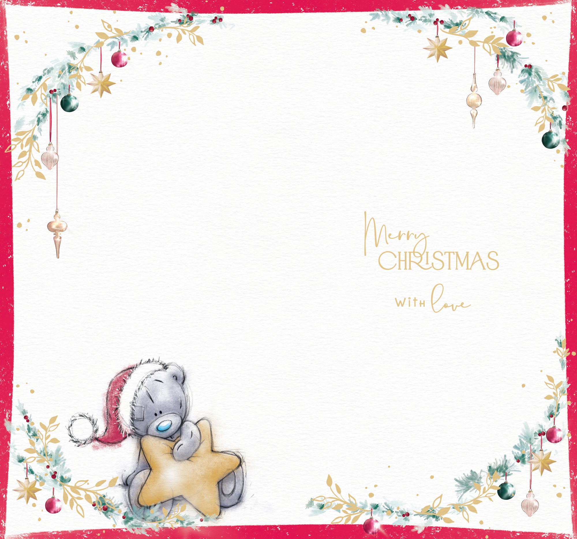 Me to You Tatty Teddy Christmas Card For A Wonderful Friend, Tatty Teddy Hugging A Golden Star, 5 x 9 Inches - Official Collection
