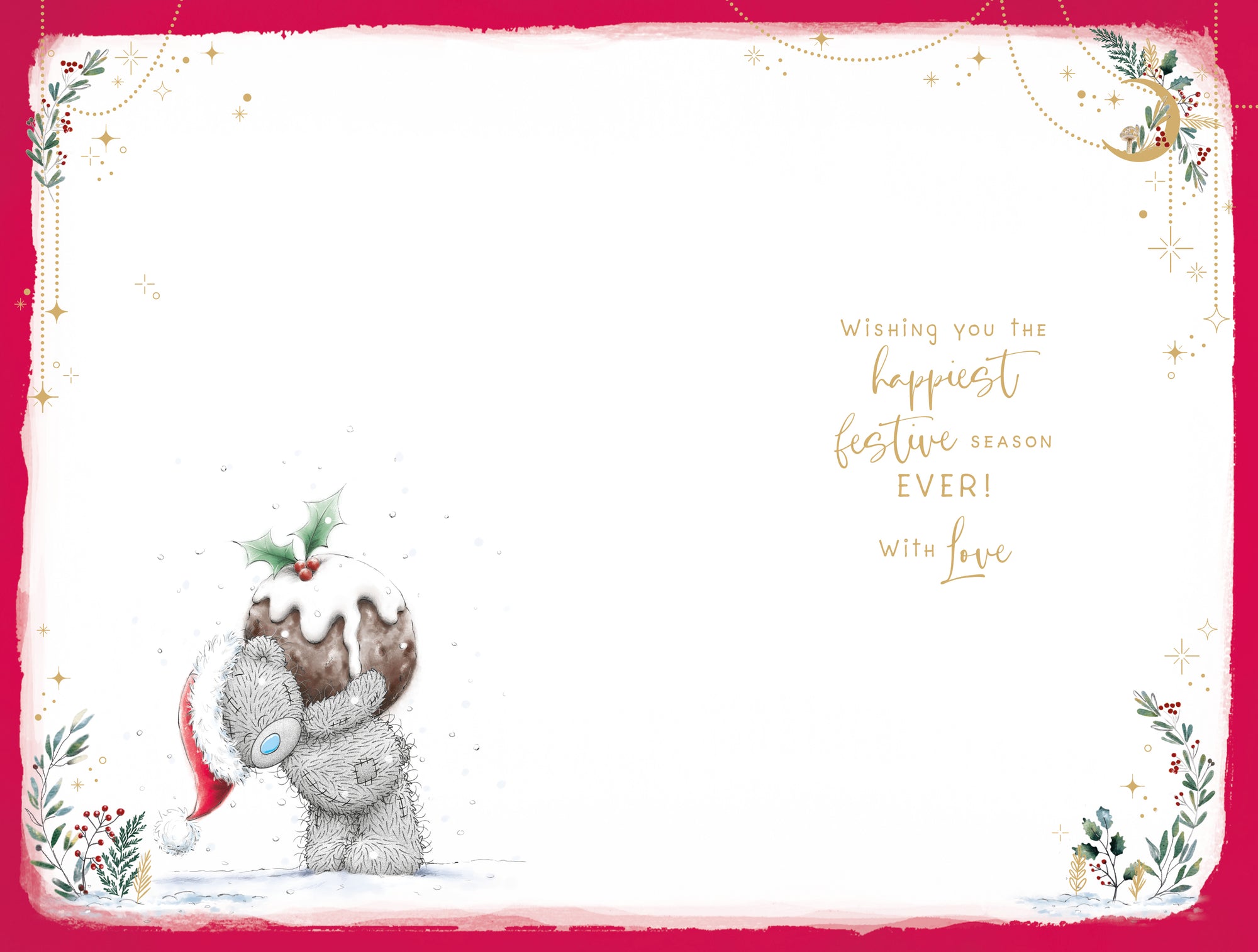 Me To You Tatty Teddy Christmas Card For Great Nan, Tatty Teddy Dressed As Christmas Pudding 5x8ins - Official Collection