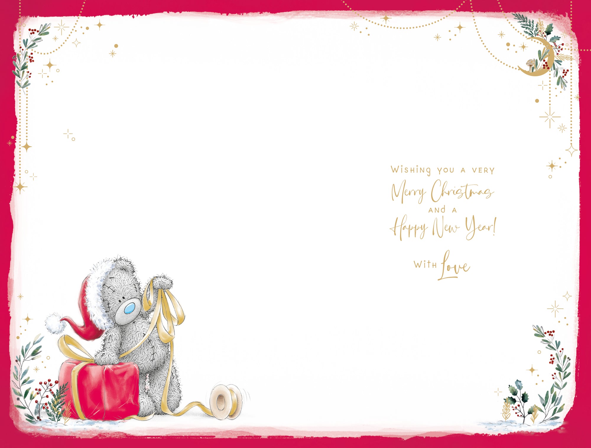 Me To You Tatty Teddy Christmas Card To Grandma, Tatty Teddy Wrapping A Gift 5x8ins - Official Collection