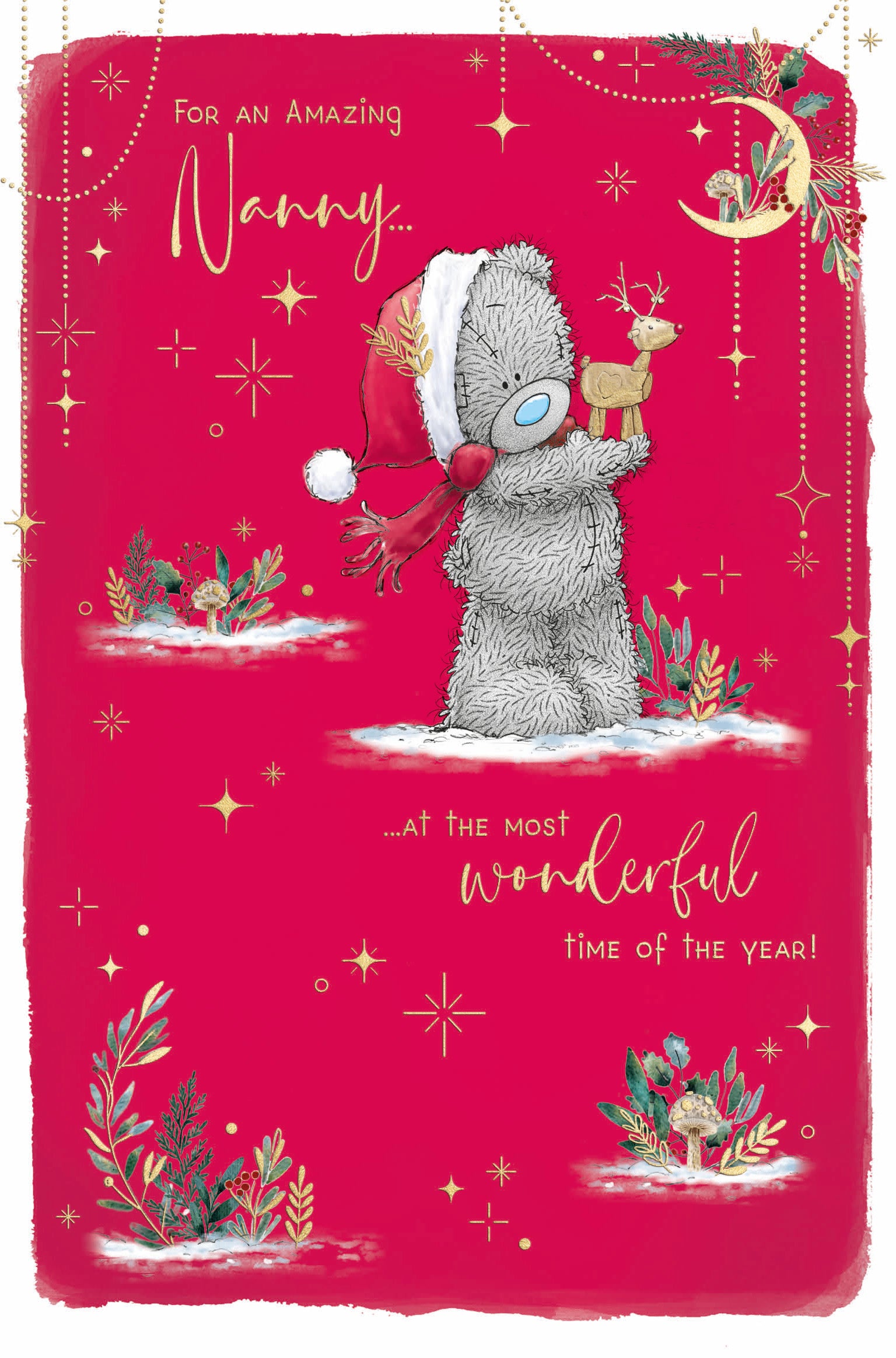 Me To You Tatty Teddy Christmas Card For An Amazing Nanny 5x8ins- Official Collection