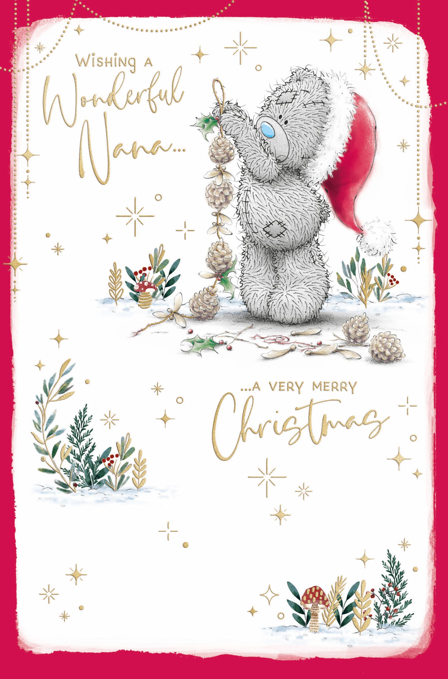 Me To You Tatty Teddy Cute Christmas Card For Wonderful Nana 5x8ins - Official Collection