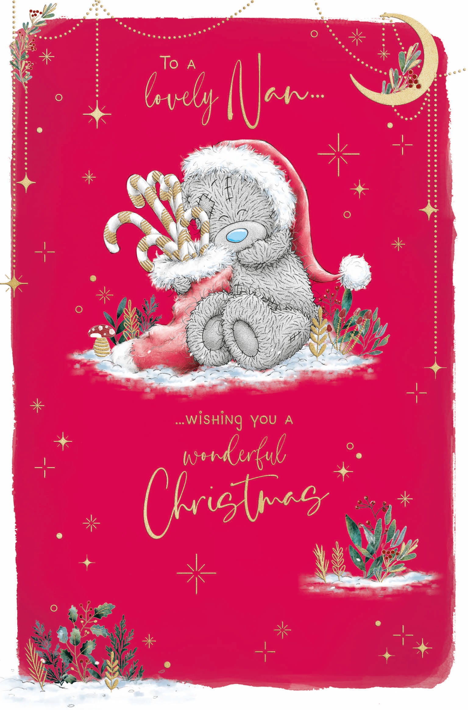 Me To You Tatty Teddy Christmas Card To A Lovely Nan 5x8ins - Official Collection
