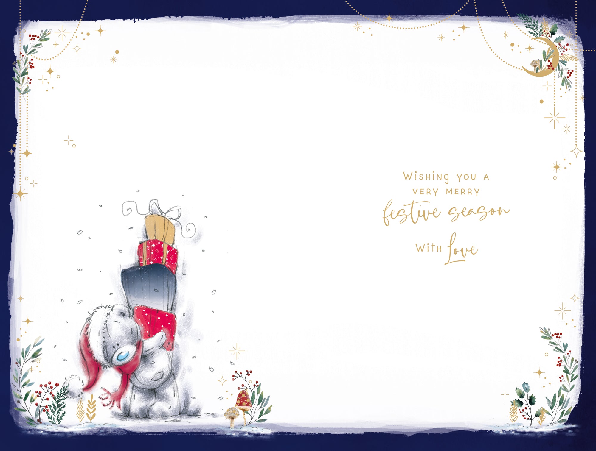 Me To You Tatty Teddy Christmas Card For Special Nephew, Tatty Teddy With Gift 5x8ins - Official Sketchbook Collection