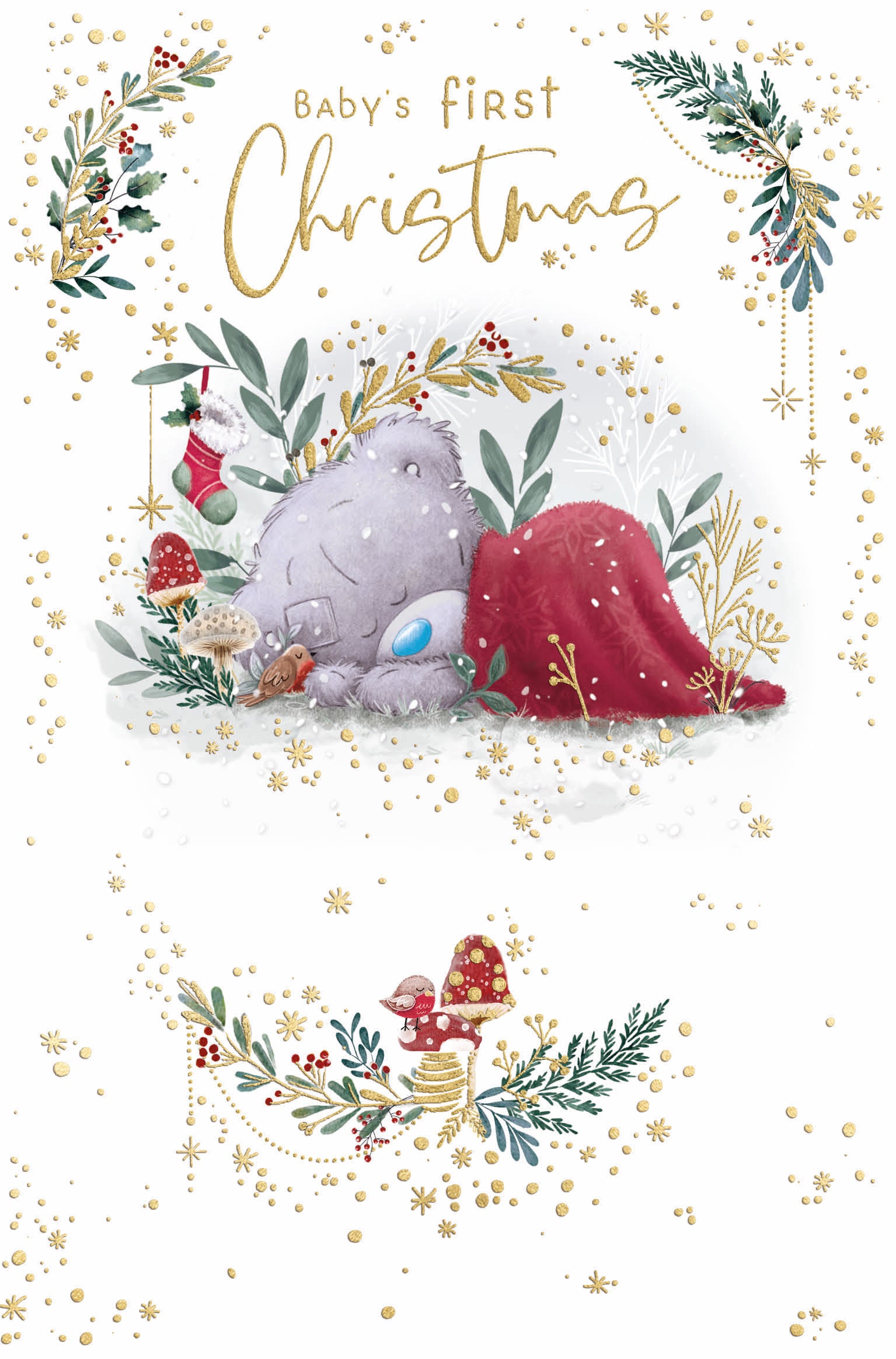 Me To You Cute Tiny Tatty Teddy Christmas Card Baby's First Christmas 5x8ins - Official Collection