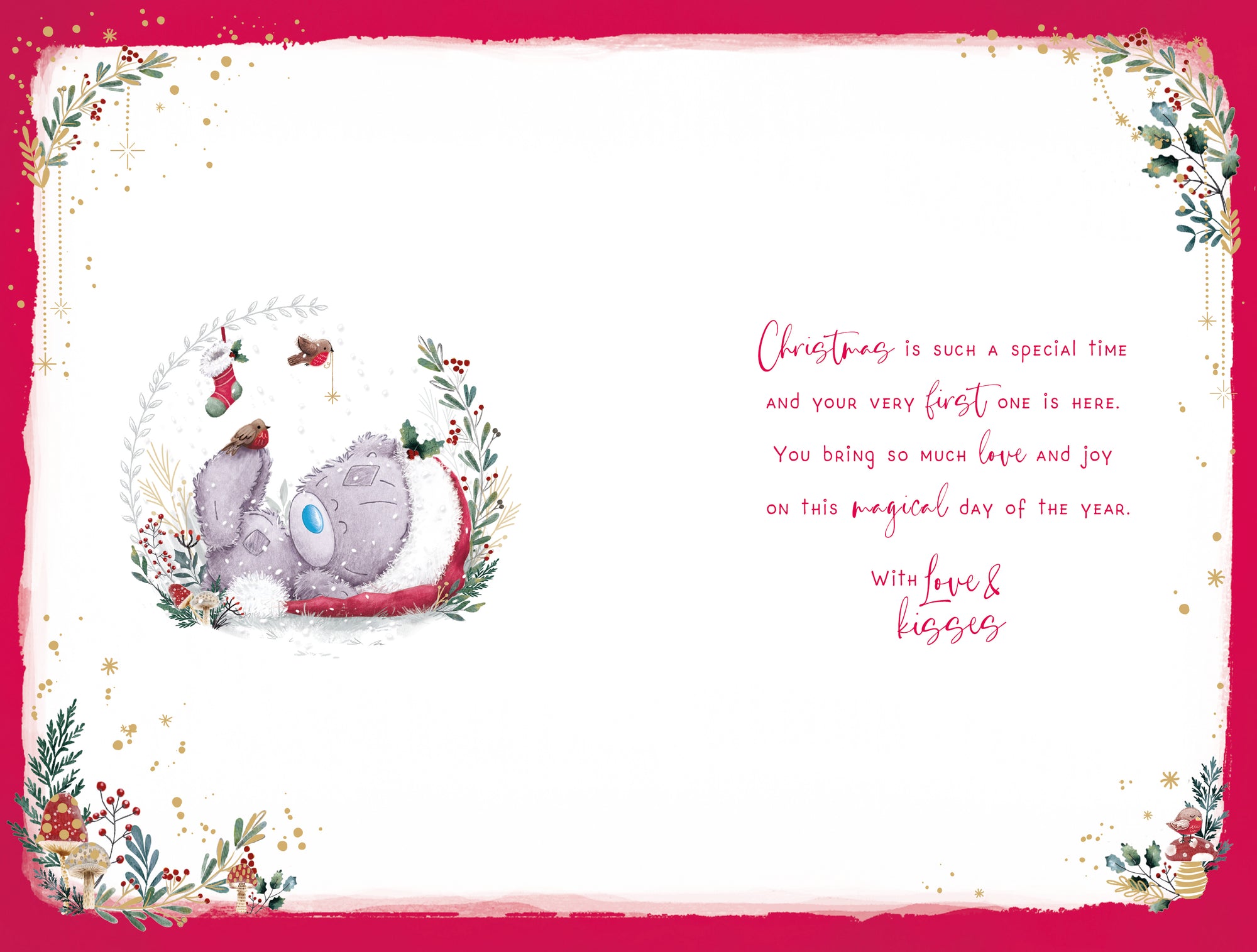Me To You Cute Tiny Tatty Teddy Christmas Card Baby's First Christmas 5x8ins - Official Collection