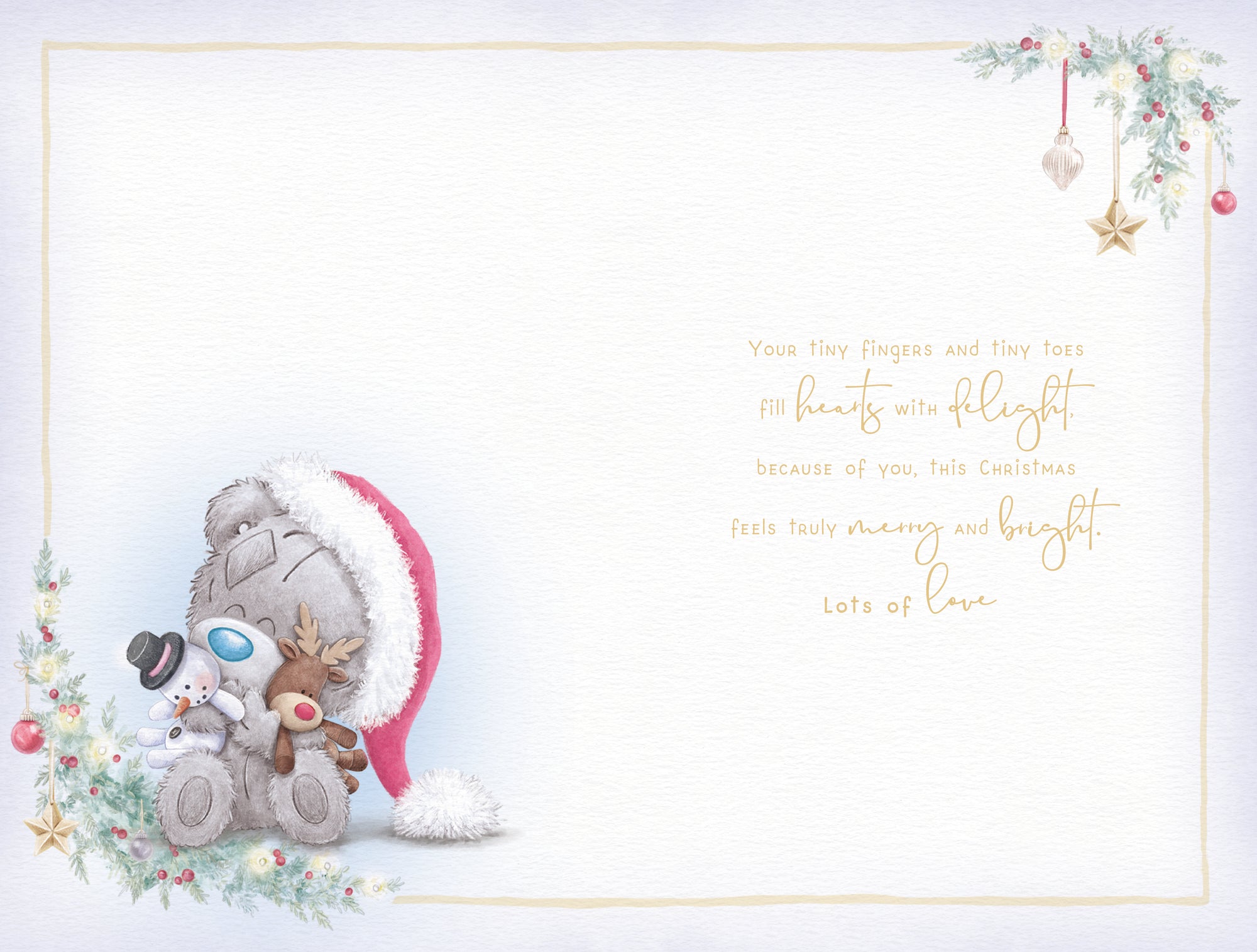 Me to You Tiny Tatty Teddy First Christmas Card For A Wonderful Baby Boy, Tatty Teddy In Reindeer Outfit By A Christmas Tree, 5 x 8 Inches - Official Collection