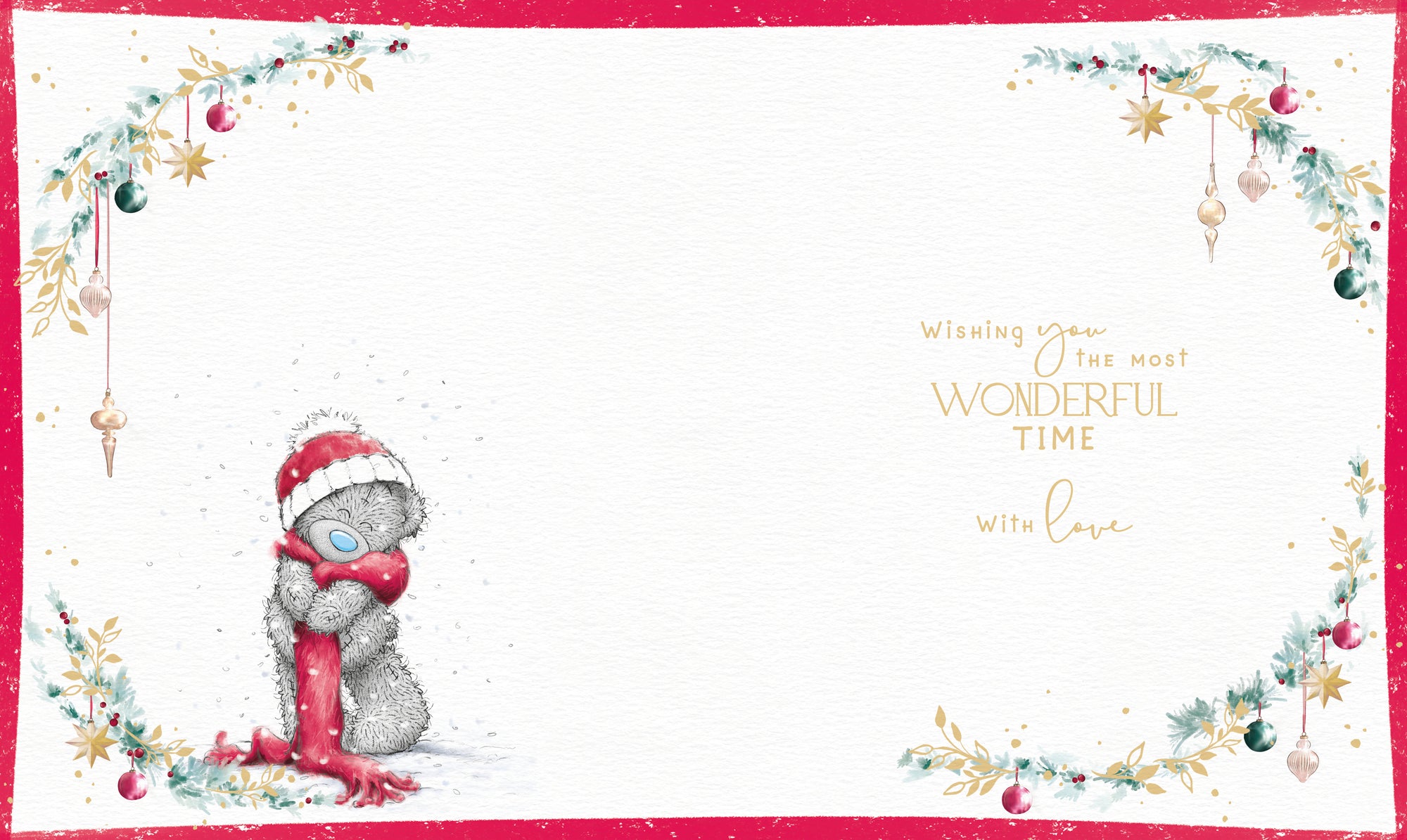 Me to You Tatty Teddy Christmas Card To A Lovely Aunty, Tatty Teddy Wrapped In A Cosy Red Scarf And Hat, 6 x 7 Inches - Official Collection