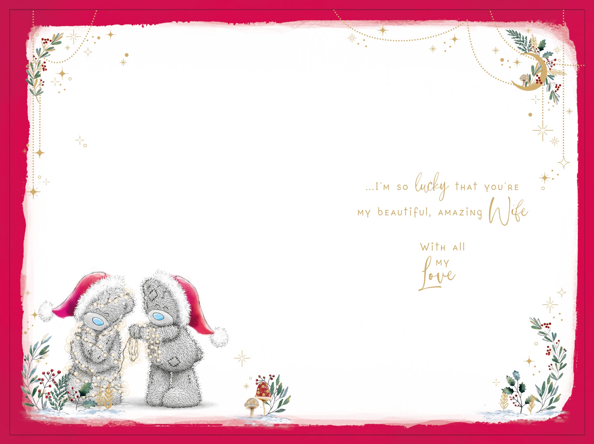 Me To You Tatty Teddy Christmas Card For The Most Amazing Wife, Cute Card With Illustrated Paper Insert 6x9ins- Official Collection