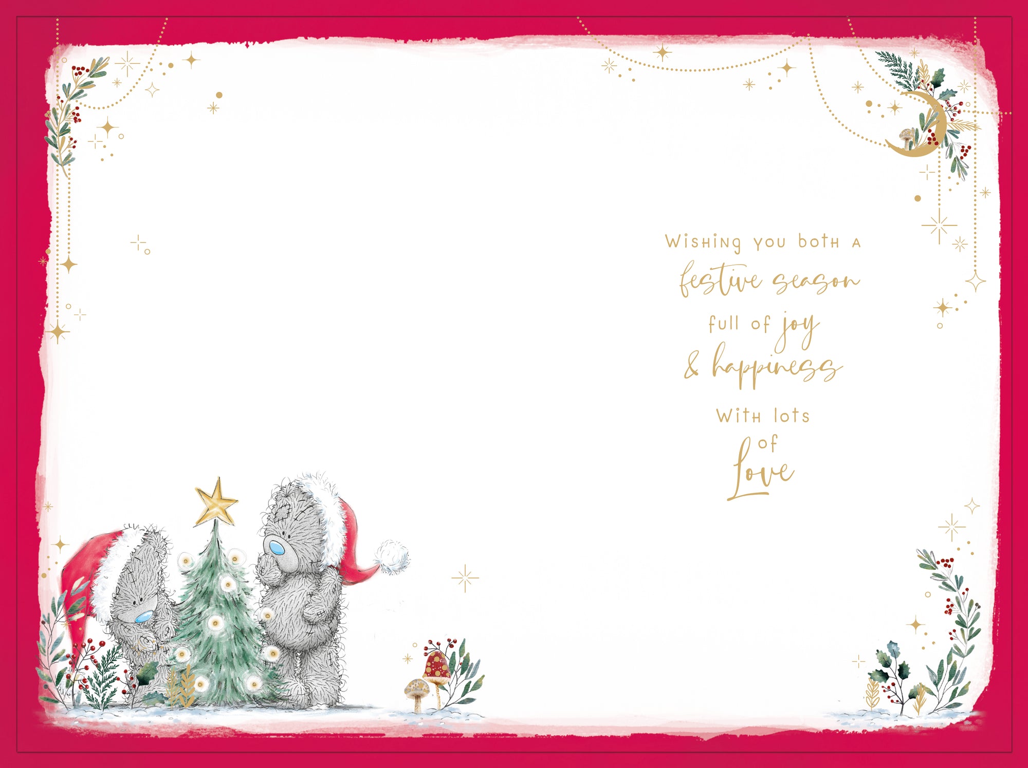 Me To You Tatty Teddy Christmas Card For The Best Mam And Dad, With Illustrated Paper Insert 6x9ins - Official Collection