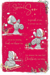Me To You Tatty Teddy Christmas Card To A Special Son, Tatty Teddy With Snowballs 6x9ins - Official Collection