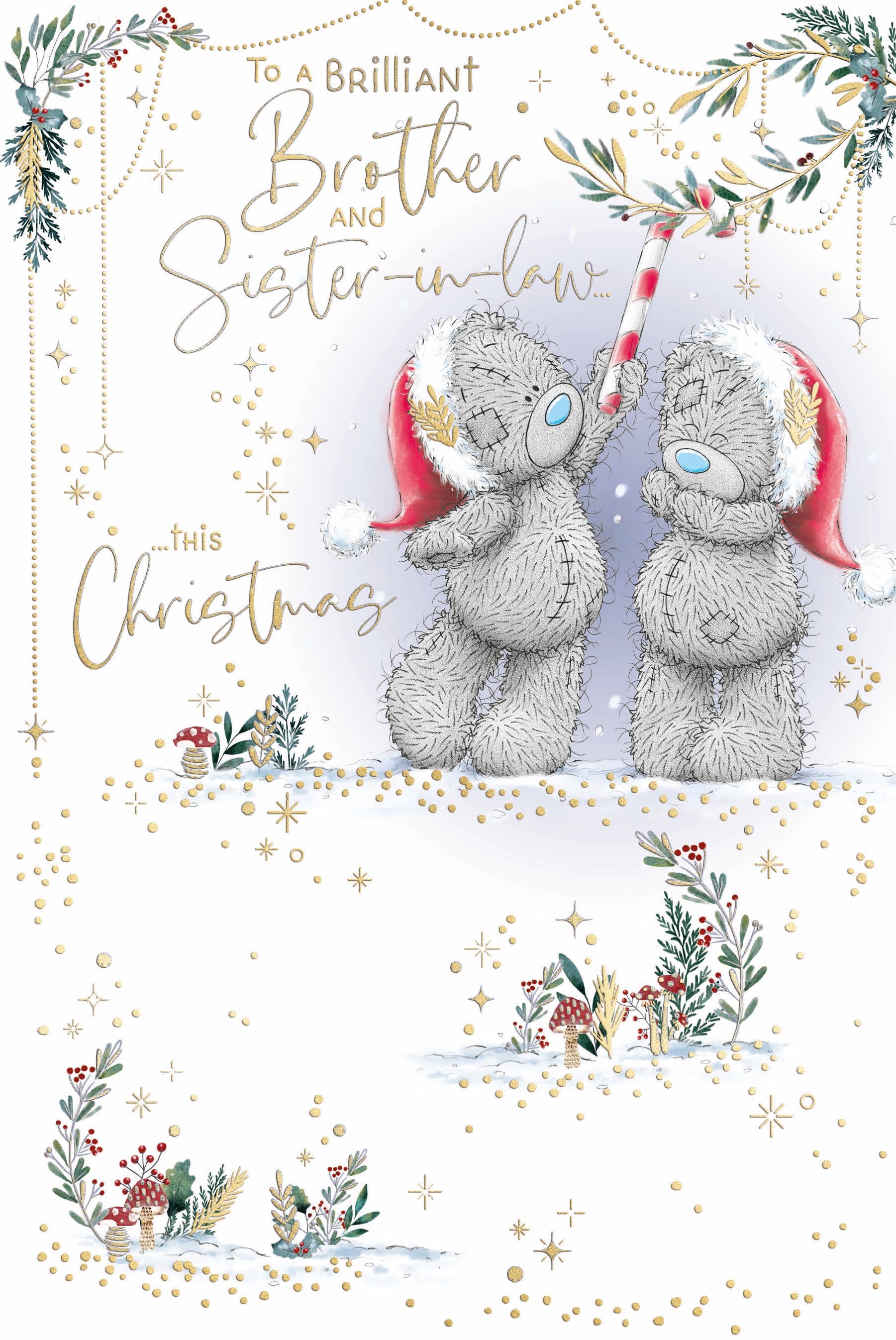 Me To You Tatty Teddy To A Brilliant Brother And Sister In Law Christmas Card With Illustrated Insert 6x9ins - Official Collection