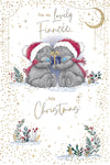 Me To You Tatty Teddy For My Lovely Fiancée Christmas Card, Tatty Teddy Bears With Wrapped Gift 6x9ins - Official Collection