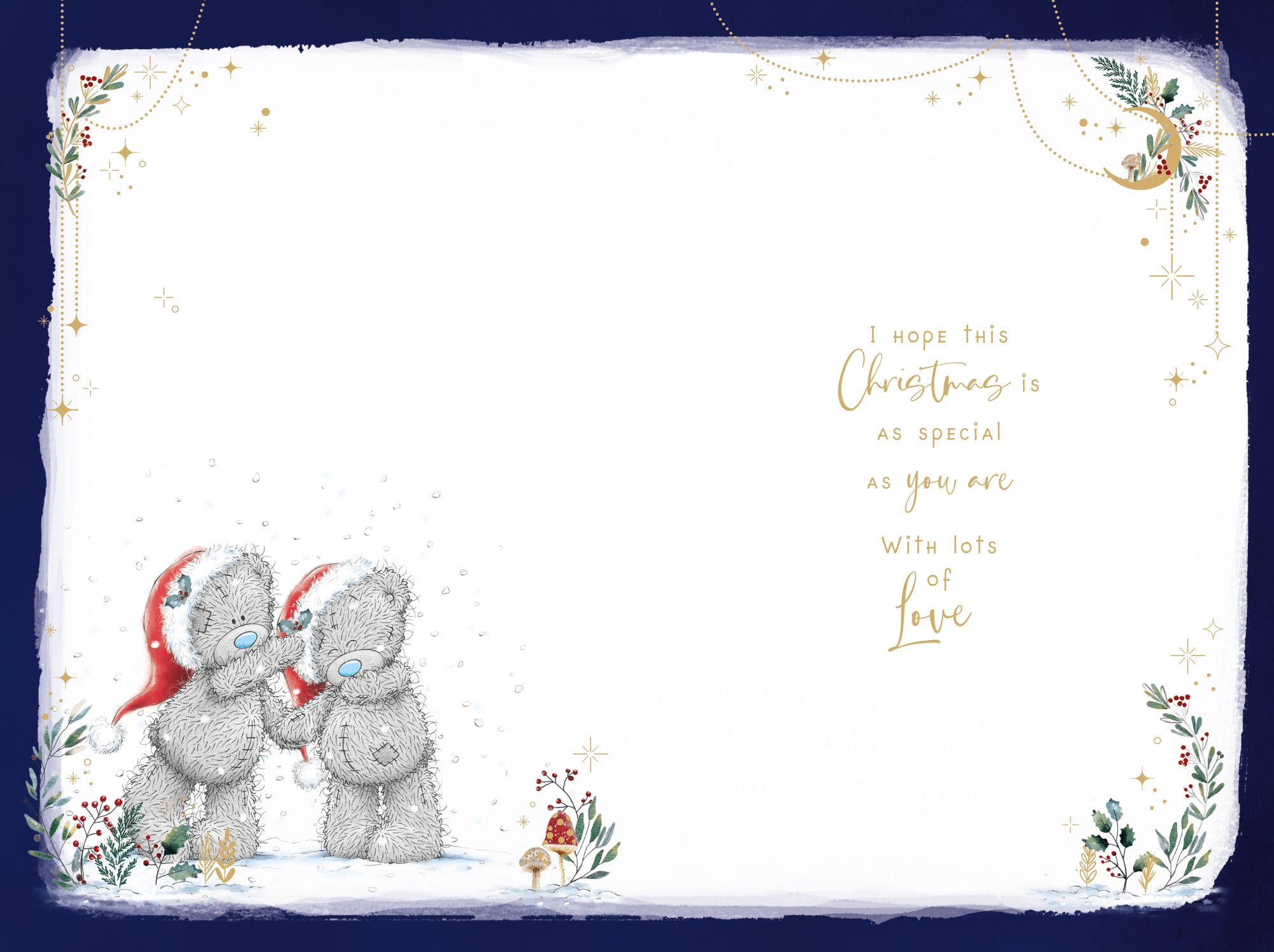Me To You Tatty Teddy For My Amazing Fiancé Christmas Card, Tatty Teddy Bears Sharing Kiss 6x9ins - Official Collection